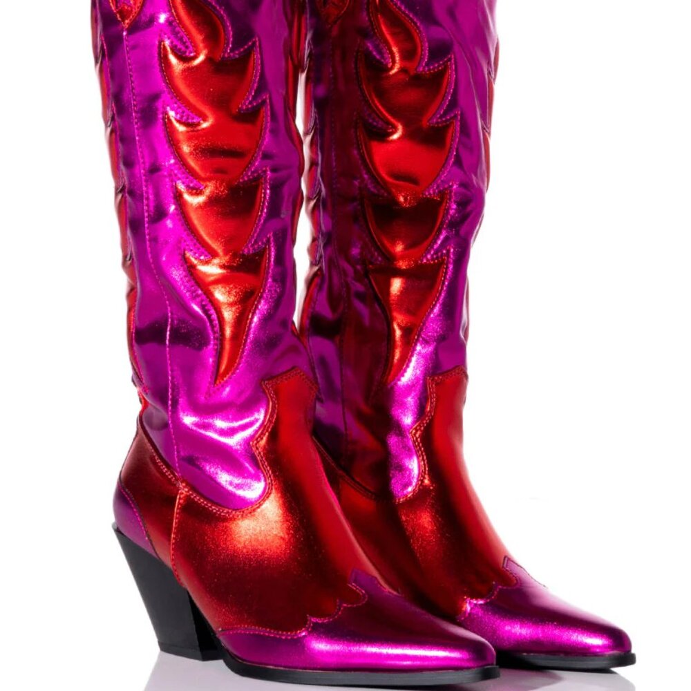 AZALEA WANG Mazie TALL Pink Tall WESTERN BOOTS size 7.5